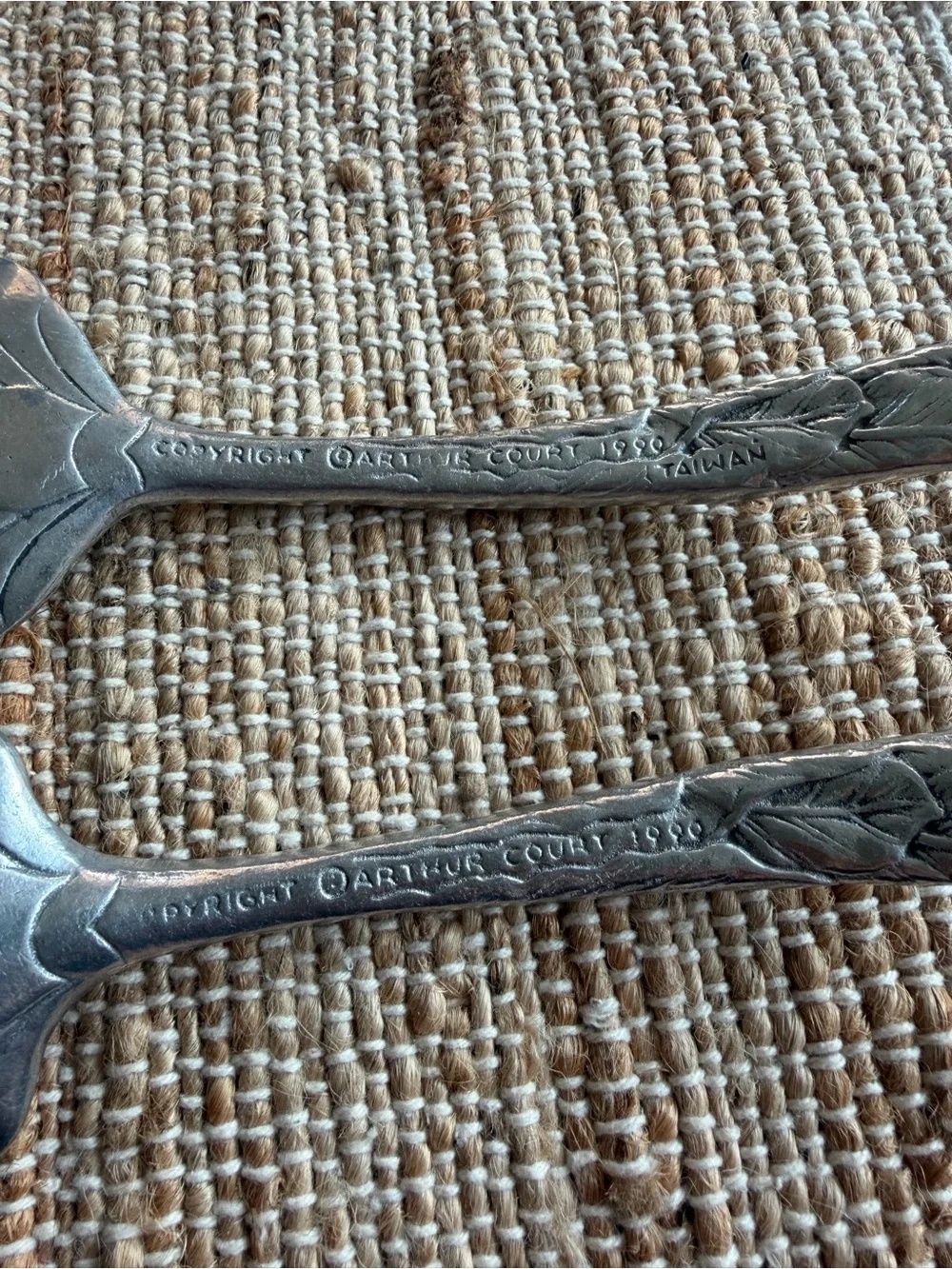 Decorative Silver-Tone Floral Salad Serving Set - Pair